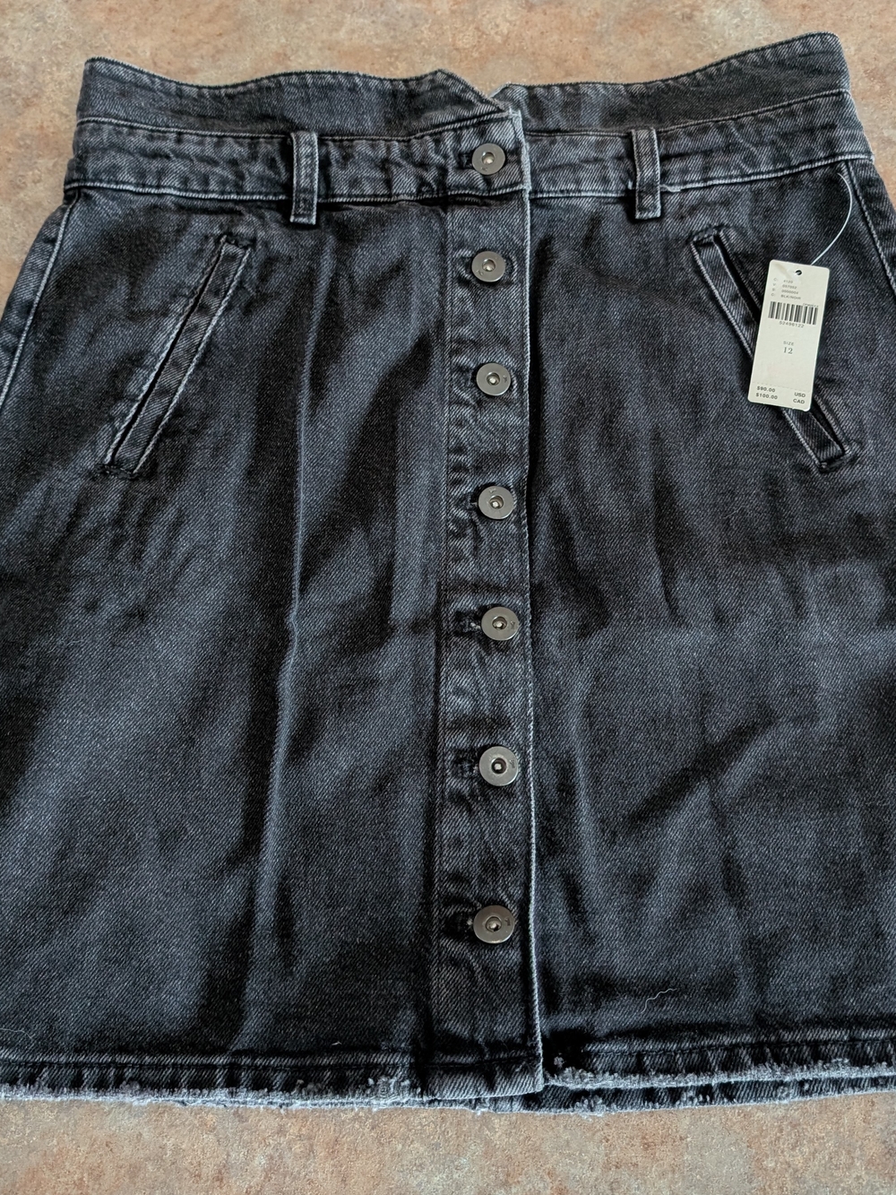 Anthropologie Black Washed Denim Skirt